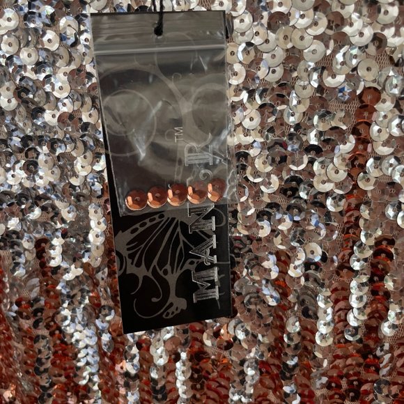 Silver and Brown Sequin Sleeveless Dress, NWT, Size Medium - Picture 4 of 5